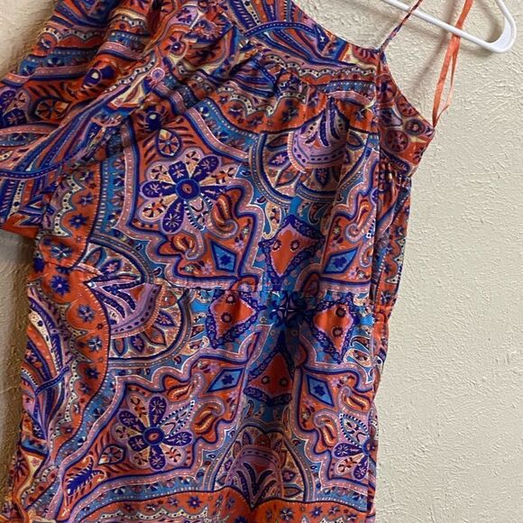 Angie M Midi Mixed Print Dress Paisley Orange Yellow Purple - Picture 4 of 8